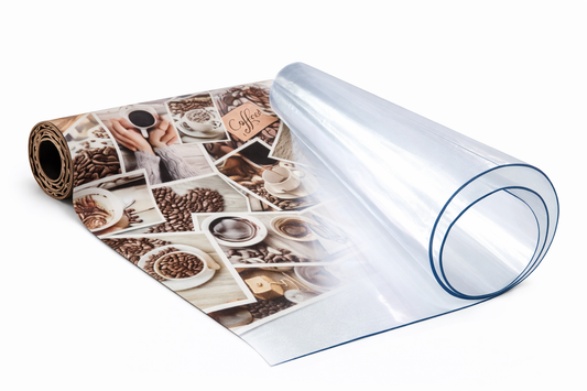 PVC Table Cover Coffee Brown & Clear Plastic 250mic (2.5m)