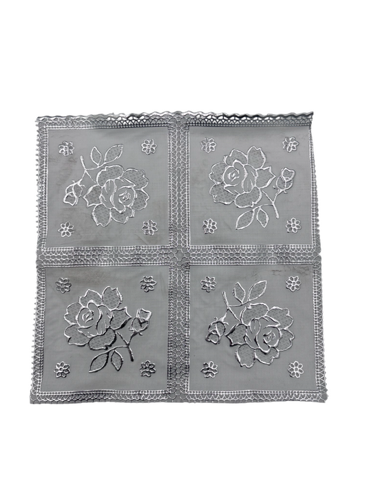 Table Cover Flower Silver (Per Meter) Sonpra